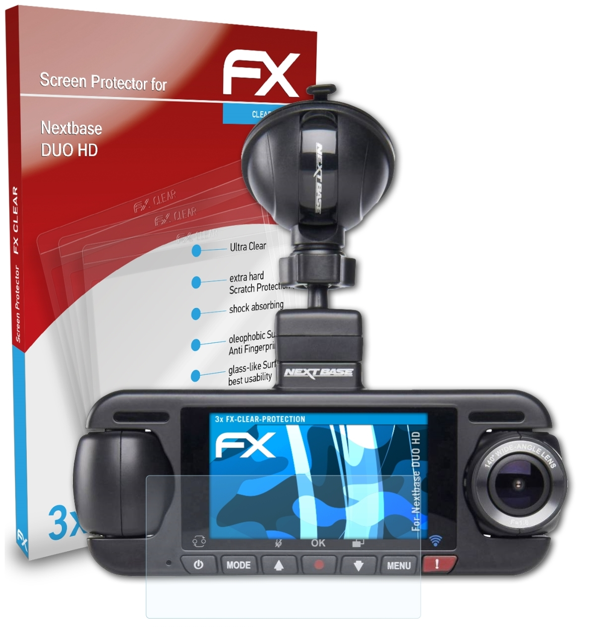 ATFOLIX 3x FX-Clear HD) Nextbase DUO Displayschutz(für