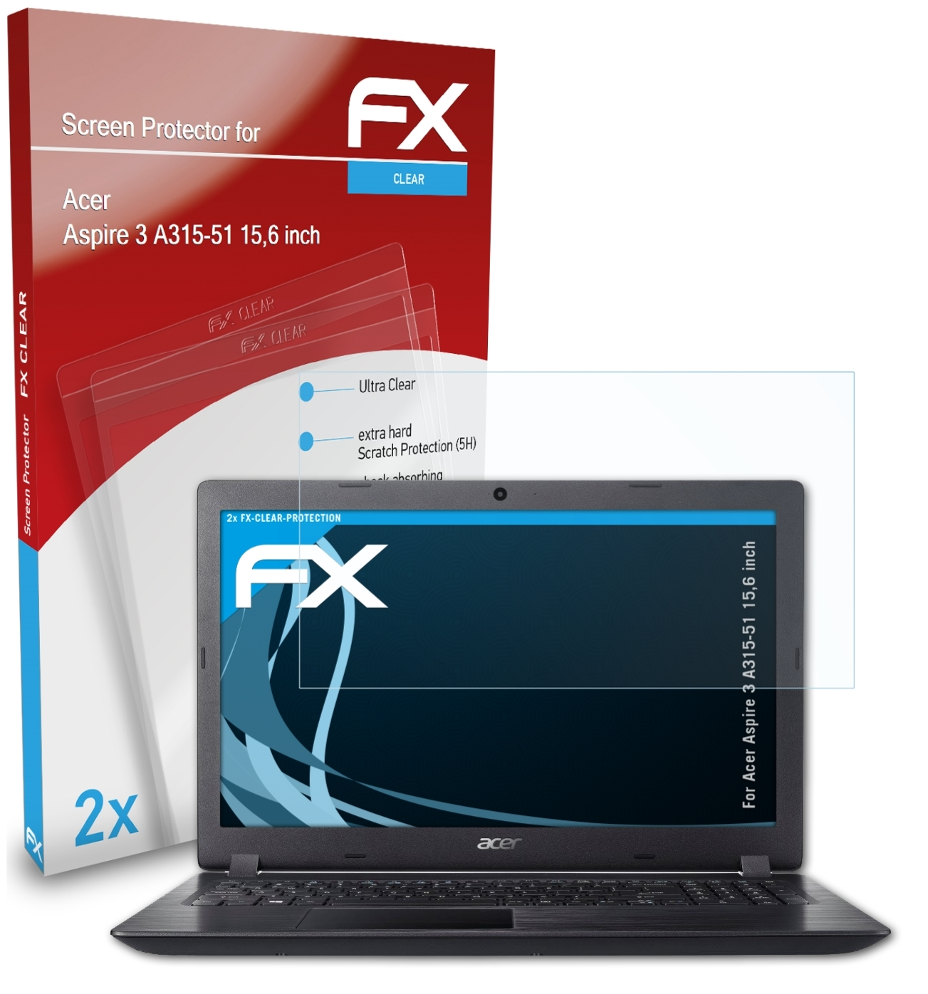 A315-51 ATFOLIX Aspire 3 Acer 2x (15,6 FX-Clear Displayschutz(für inch))