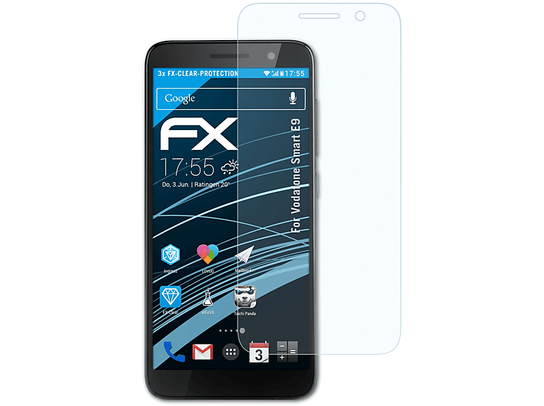 ATFOLIX 3x FX-Clear Displayschutz(für Vodafone Smart E9)