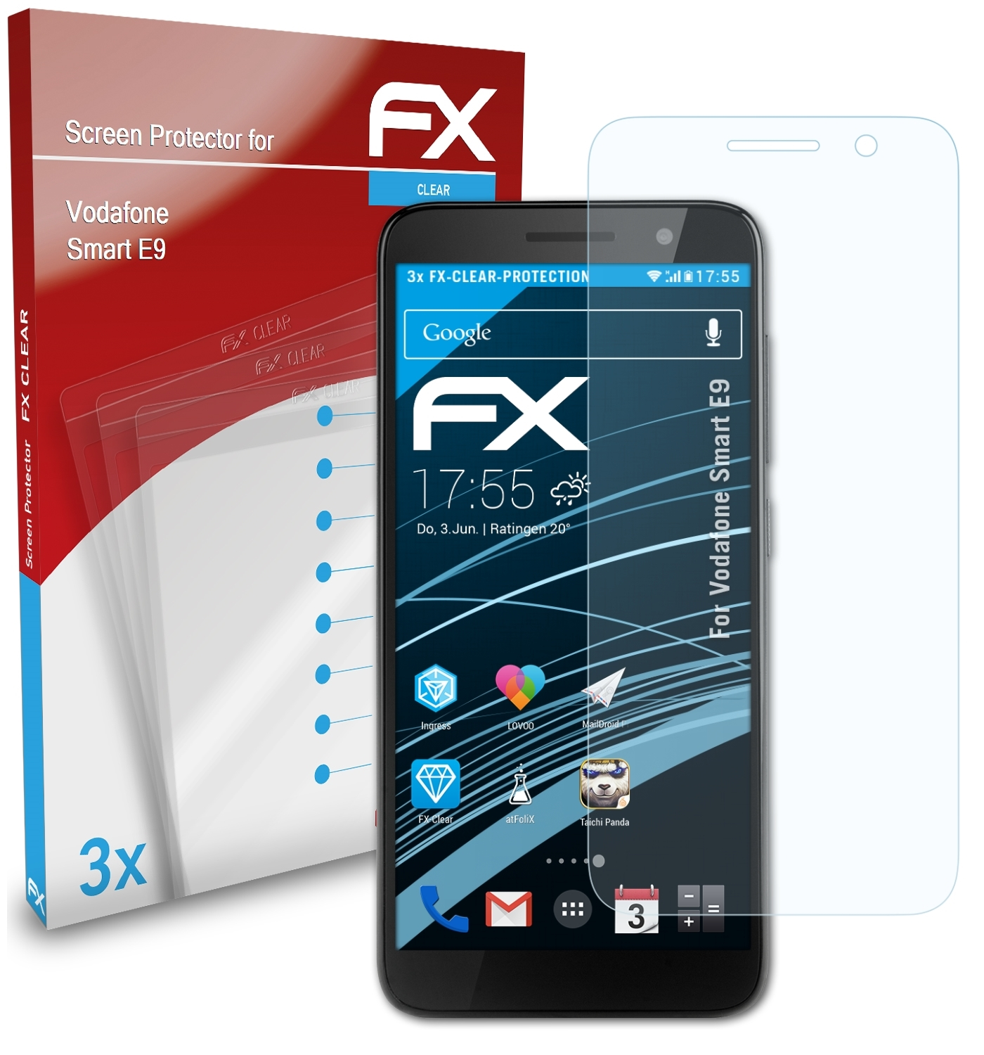 ATFOLIX 3x FX-Clear Displayschutz(für E9) Smart Vodafone