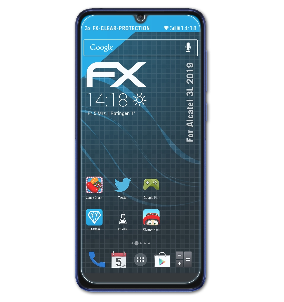 ATFOLIX 3x FX-Clear Displayschutz(für Alcatel 3L (2019))