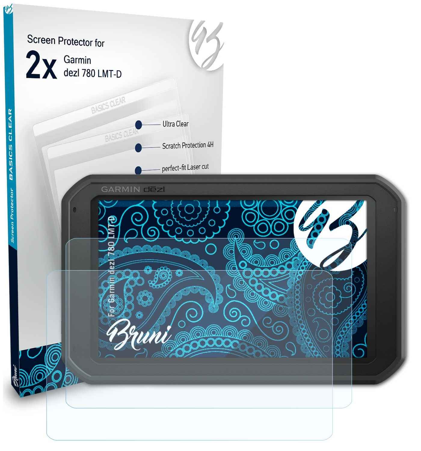 BRUNI Basics-Clear 2x 780 LMT-D) Garmin dezl Schutzfolie(für