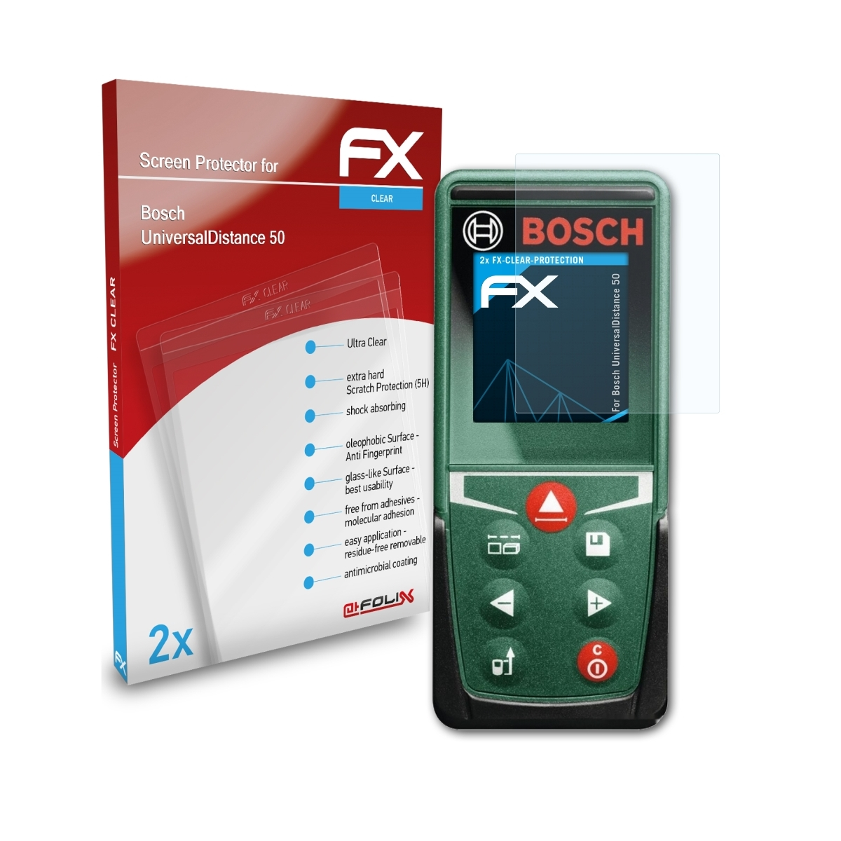 ATFOLIX 2x FX-Clear Displayschutz(für UniversalDistance Bosch 50)