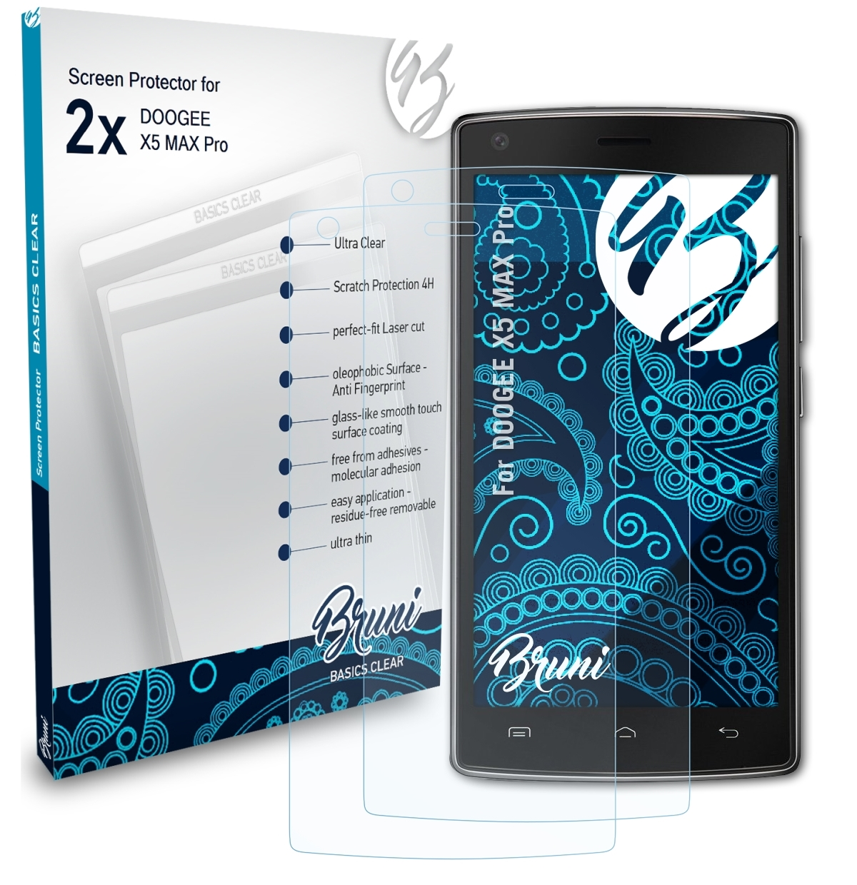 BRUNI Basics-Clear X5 Doogee 2x MAX Schutzfolie(für Pro)