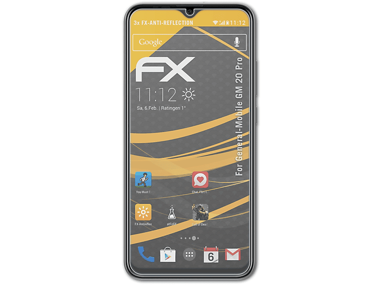 ATFOLIX 3x FX-Antireflex Displayschutz(für General-Mobile GM 20 Pro)