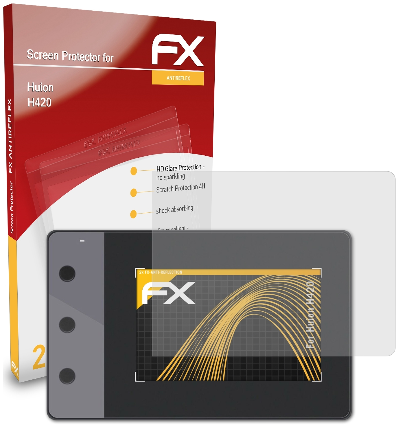 2x ATFOLIX Displayschutz(für Huion FX-Antireflex H420)