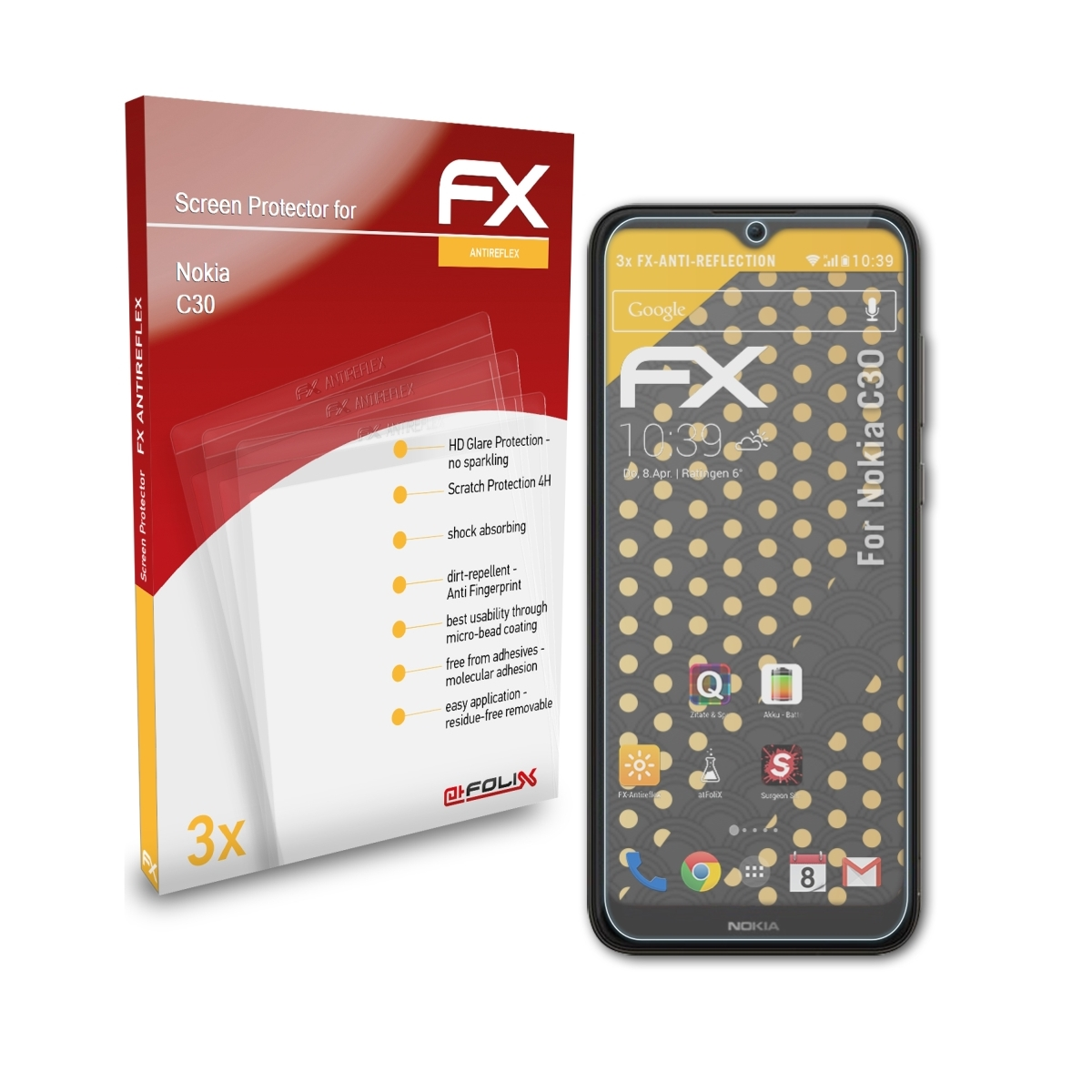 ATFOLIX 3x FX-Antireflex Displayschutz(für Nokia C30)