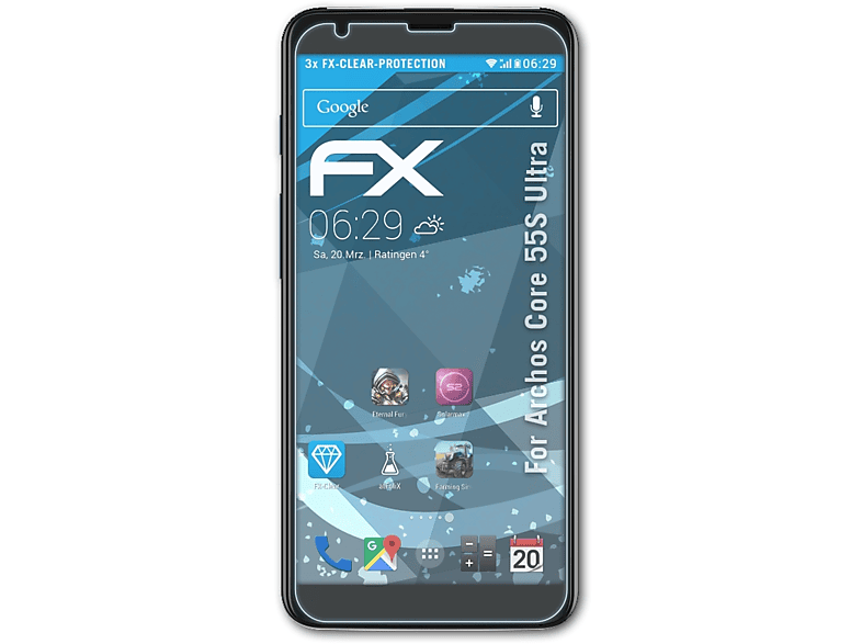 ATFOLIX 3x FX-Clear Displayschutz(für Archos Core 55S Ultra)
