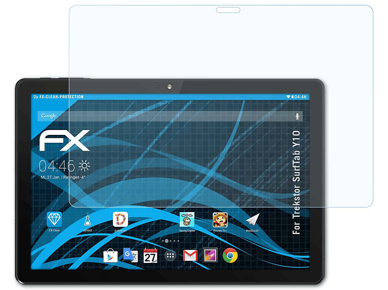 ATFOLIX 2x FX-Clear Trekstor Displayschutz(für Y10) SurfTab
