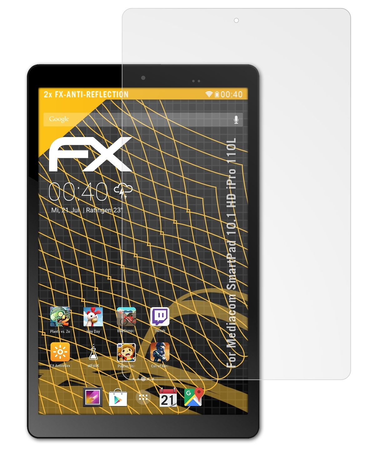 ATFOLIX 2x 10.1 Displayschutz(für iPro Mediacom 110L) FX-Antireflex SmartPad HD