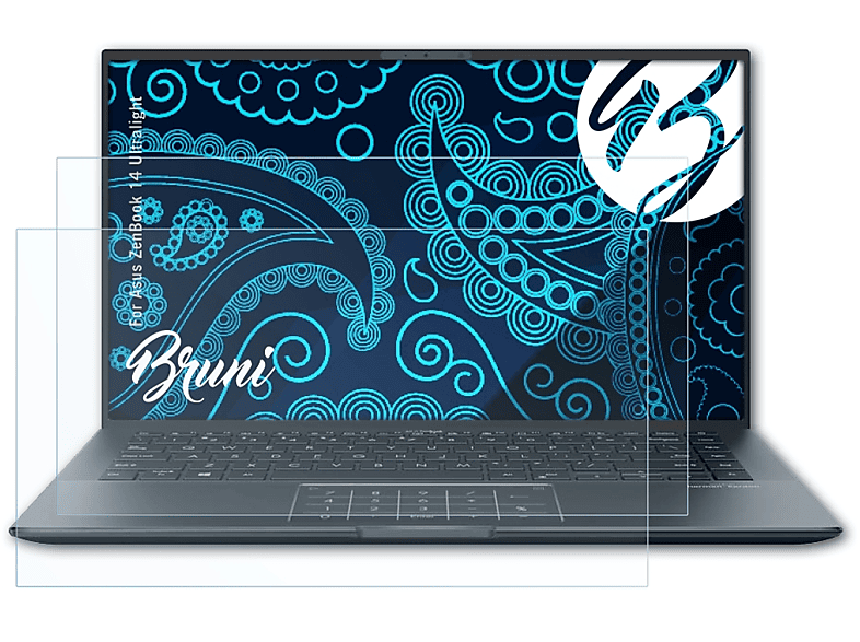 BRUNI 2x Basics-Clear Schutzfolie(für Asus ZenBook 14 Ultralight)