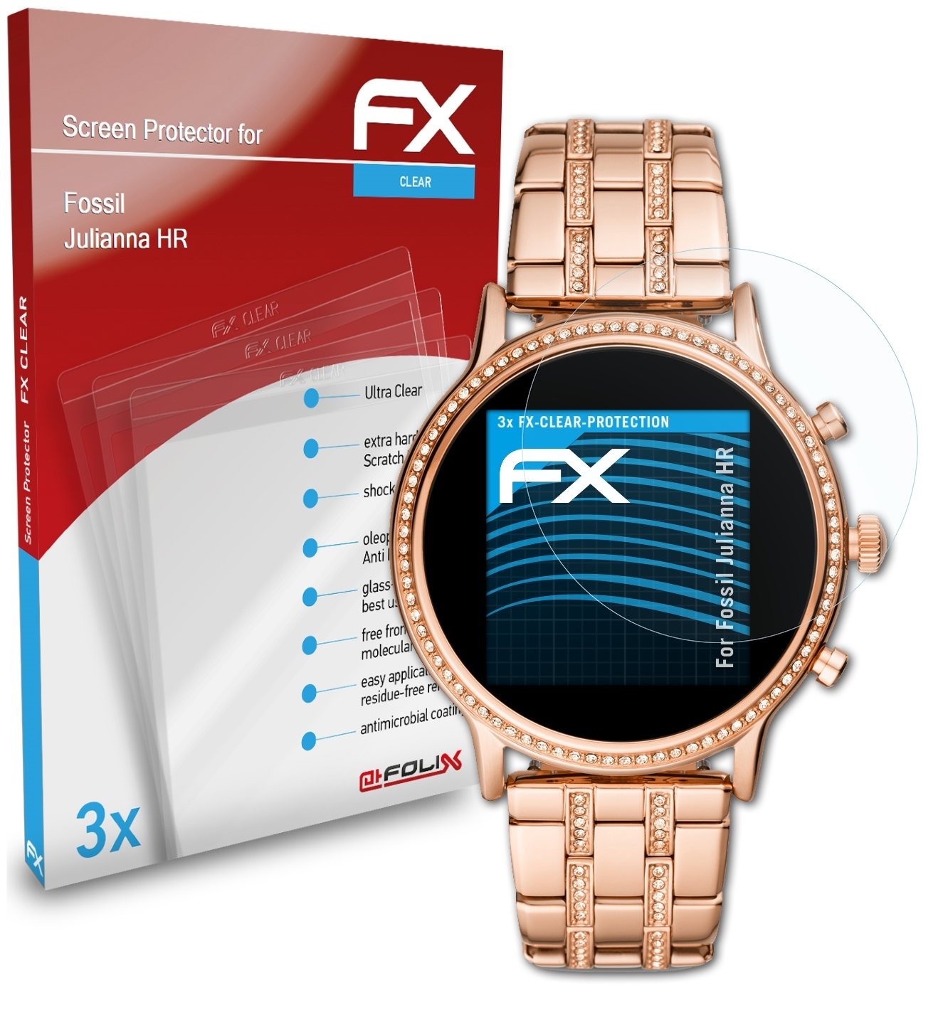 ATFOLIX HR) Fossil FX-Clear 3x Julianna Displayschutz(für
