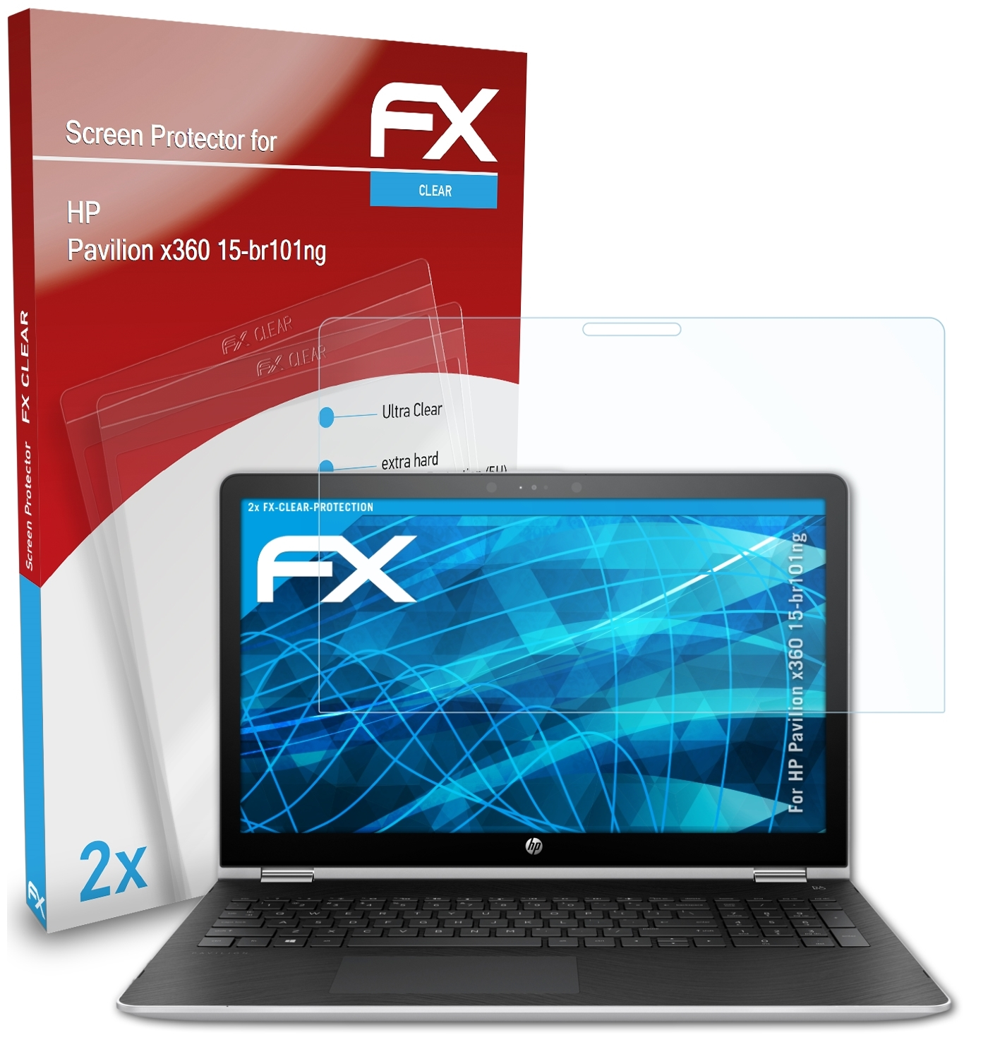 ATFOLIX 2x FX-Clear Displayschutz(für HP Pavilion x360 15-br101ng)