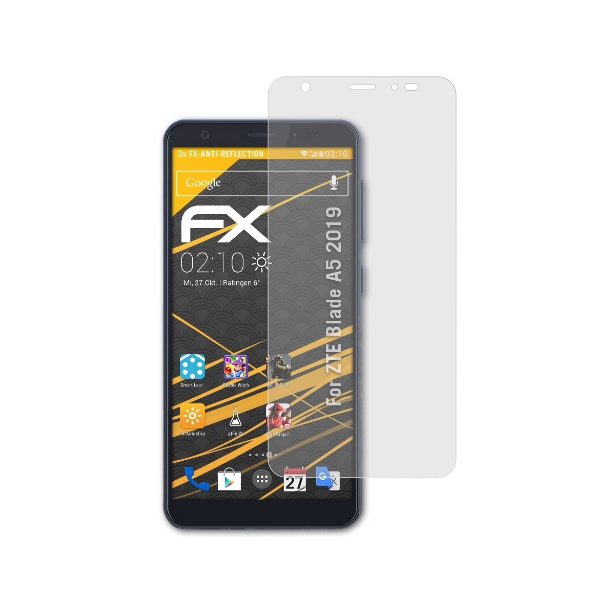 2019) FX-Antireflex ATFOLIX Blade ZTE 3x Displayschutz(für A5