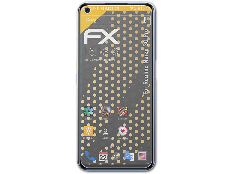 ATFOLIX 3x FX-Antireflex Displayschutz(für Realme Narzo 30 Pro)