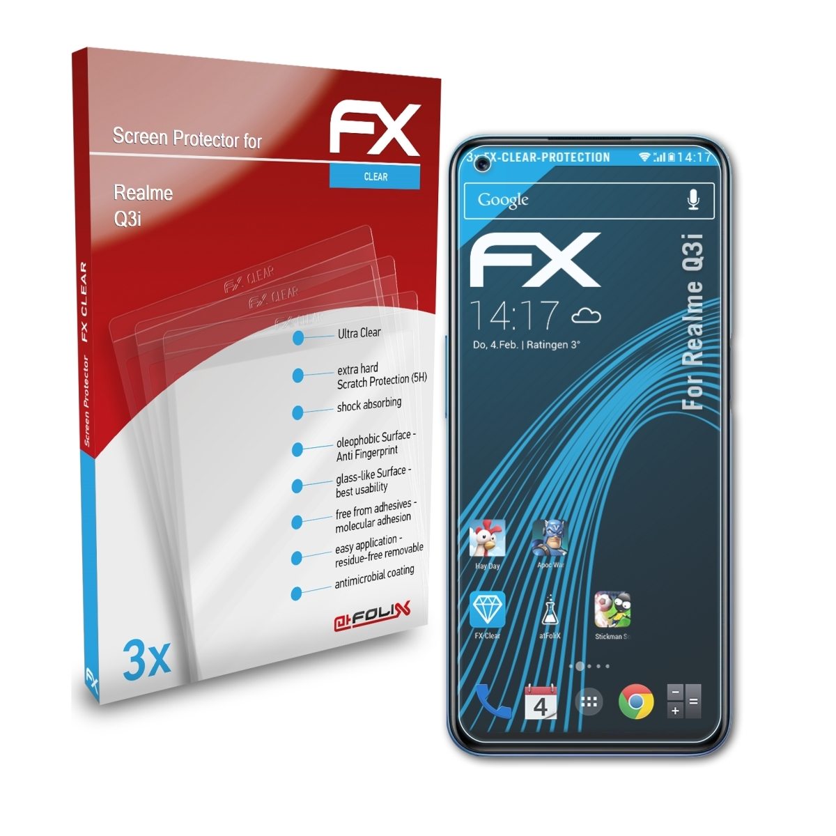 ATFOLIX 3x FX-Clear Displayschutz(für Realme Q3i)