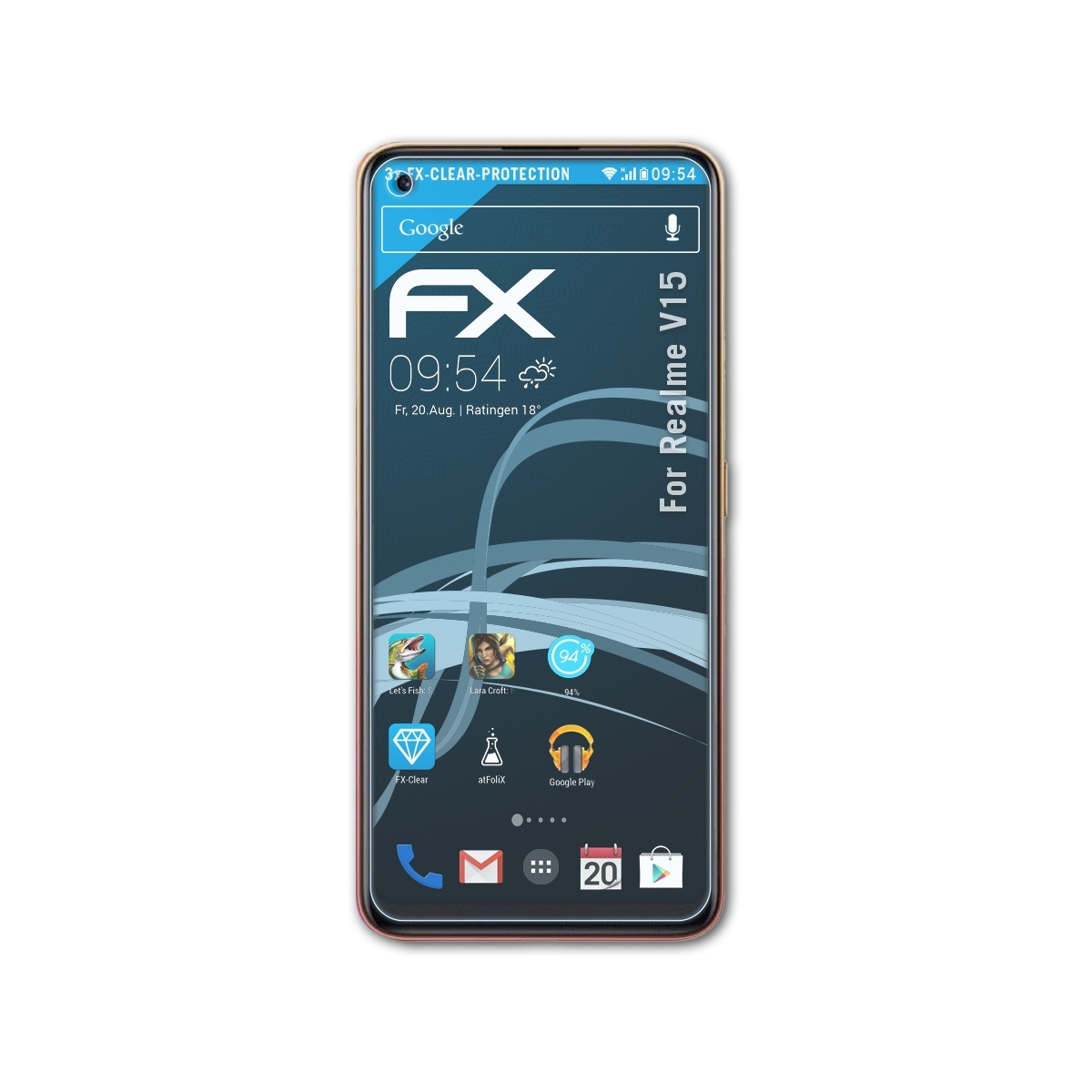 ATFOLIX Realme FX-Clear 3x V15) Displayschutz(für