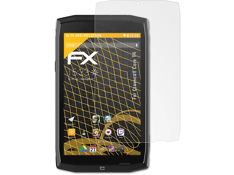 ATFOLIX 2x FX-Antireflex Displayschutz(für Crosscall Core T4)