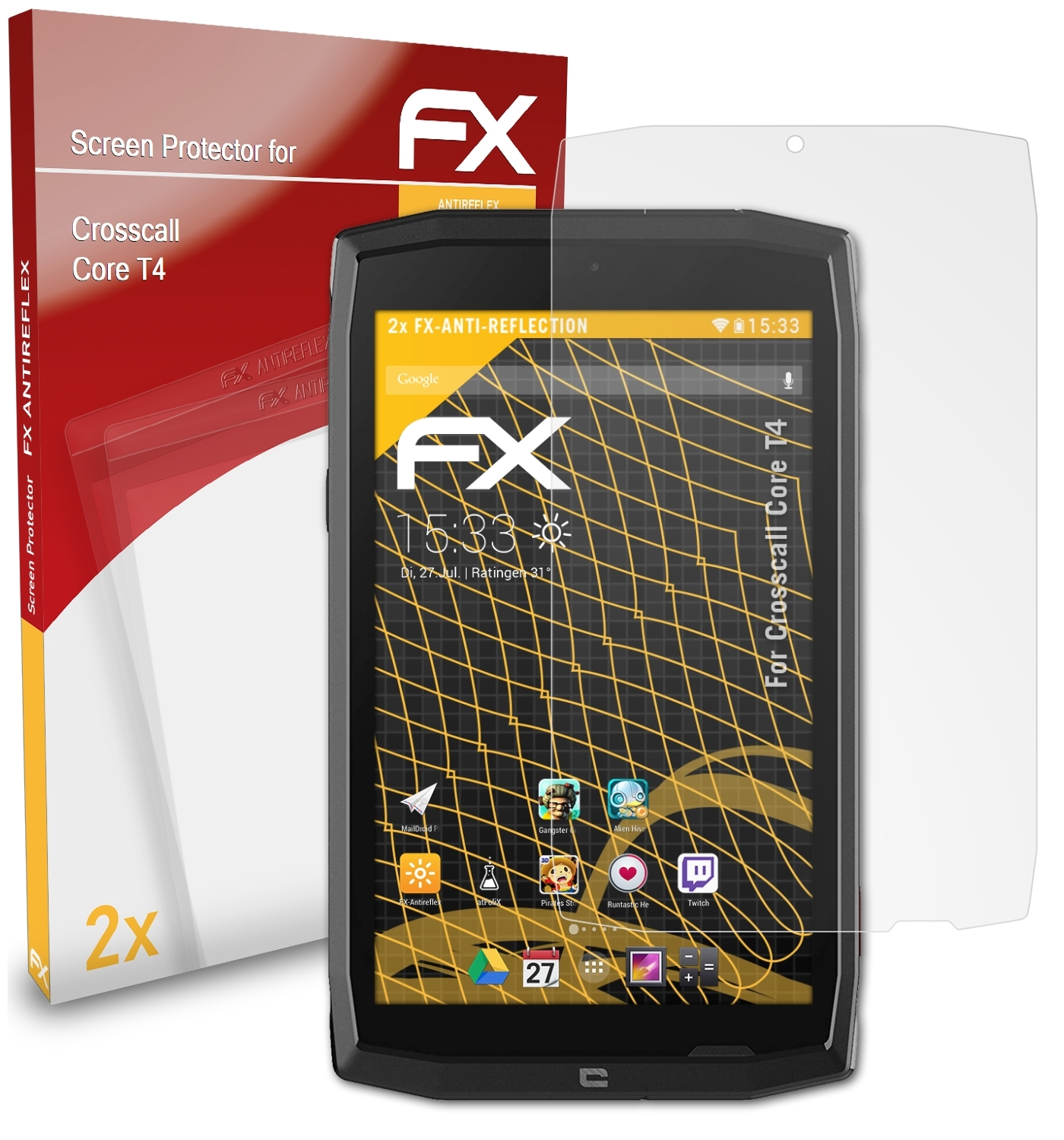 ATFOLIX 2x FX-Antireflex T4) Displayschutz(für Core Crosscall