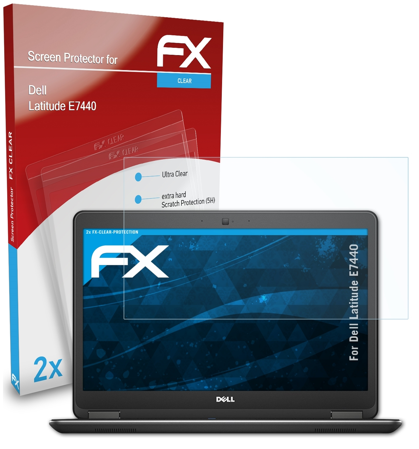 ATFOLIX 2x E7440) Displayschutz(für Latitude Dell FX-Clear