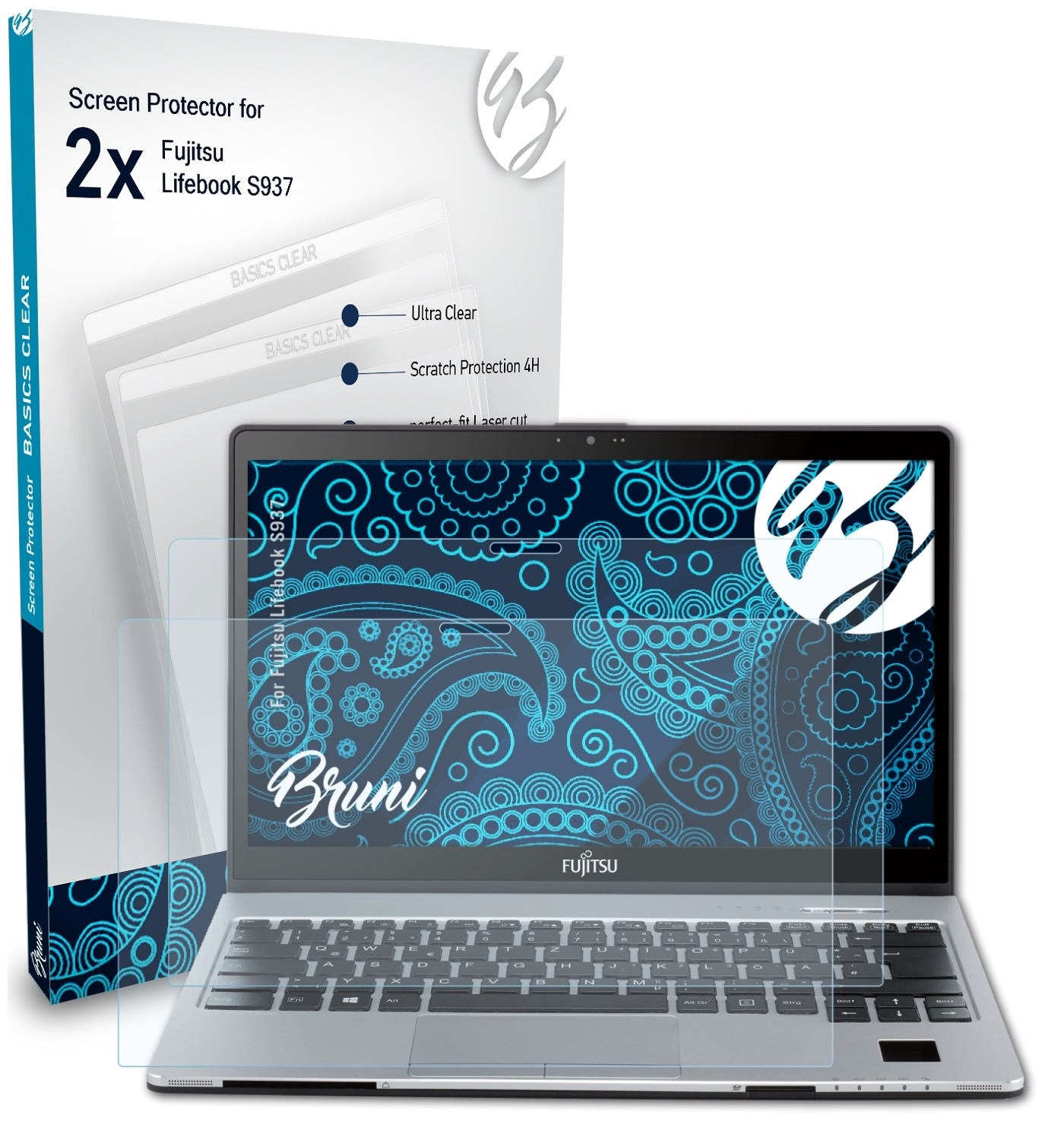 BRUNI 2x Basics-Clear Schutzfolie(für S937) Lifebook Fujitsu