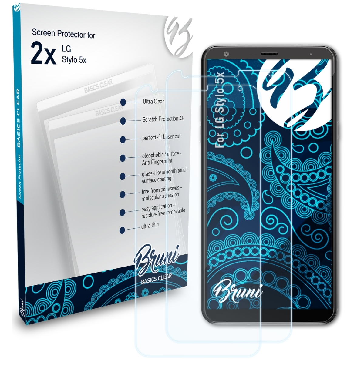 BRUNI 2x Basics-Clear Schutzfolie(für LG Stylo 5x)