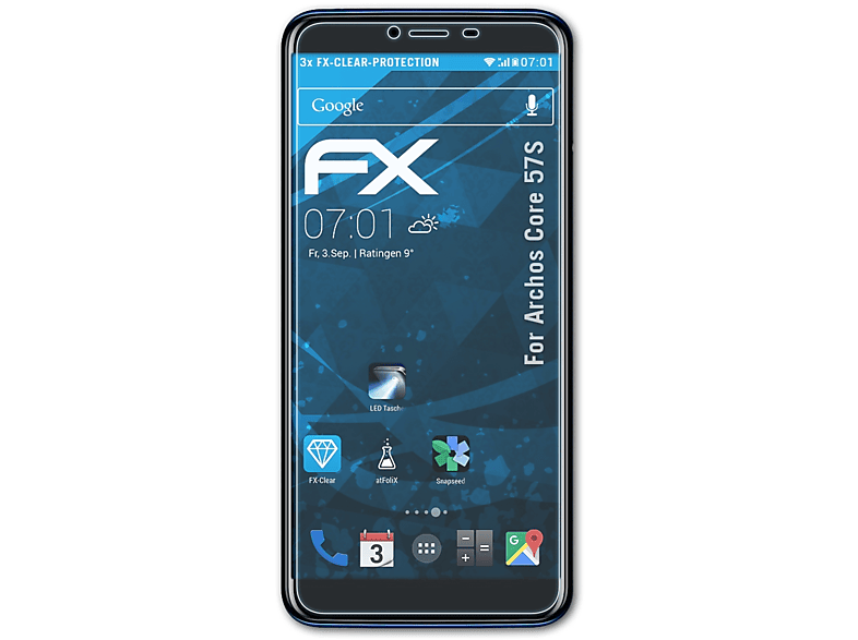 ATFOLIX 3x FX-Clear 57S) Displayschutz(für Core Archos
