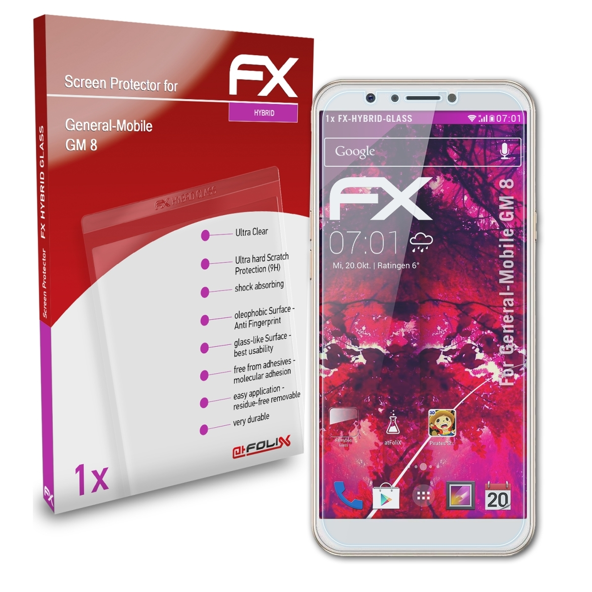 8) GM FX-Hybrid-Glass ATFOLIX Schutzglas(für General-Mobile