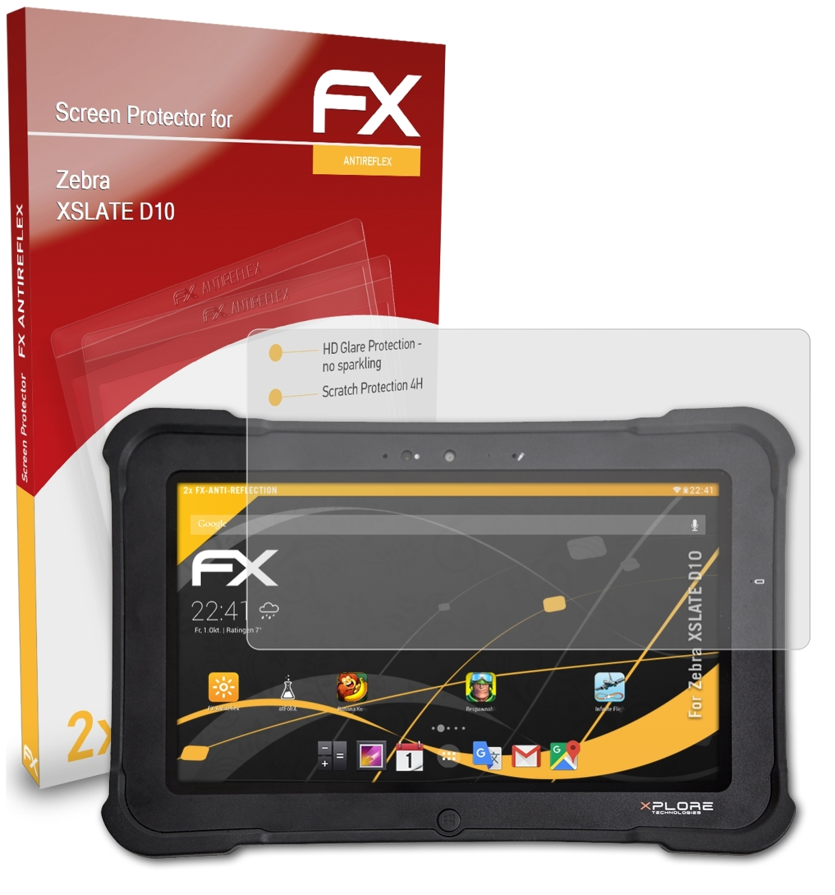 Zebra D10) XSlate FX-Antireflex ATFOLIX 2x Displayschutz(für