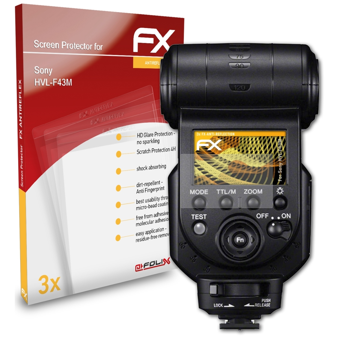 ATFOLIX 3x FX-Antireflex Displayschutz(für Sony HVL-F43M)