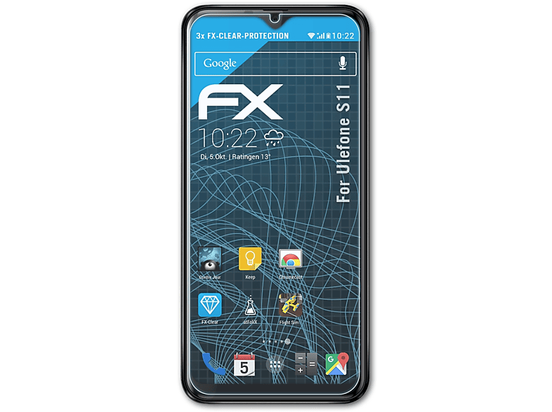S11) Displayschutz(für Ulefone ATFOLIX 3x FX-Clear