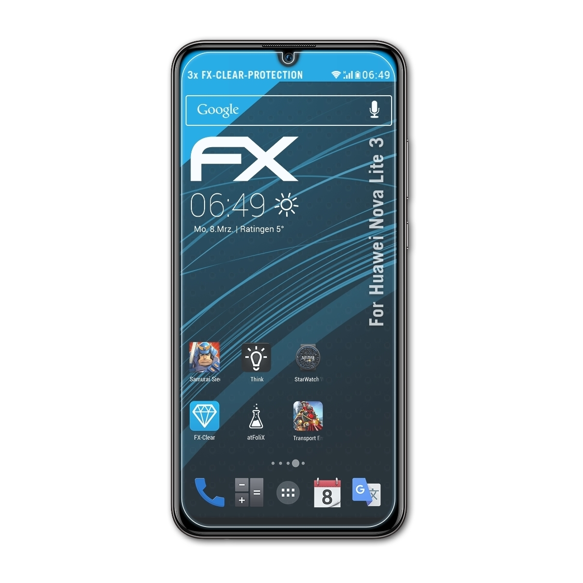 ATFOLIX 3x 3) FX-Clear Nova Displayschutz(für Huawei Lite