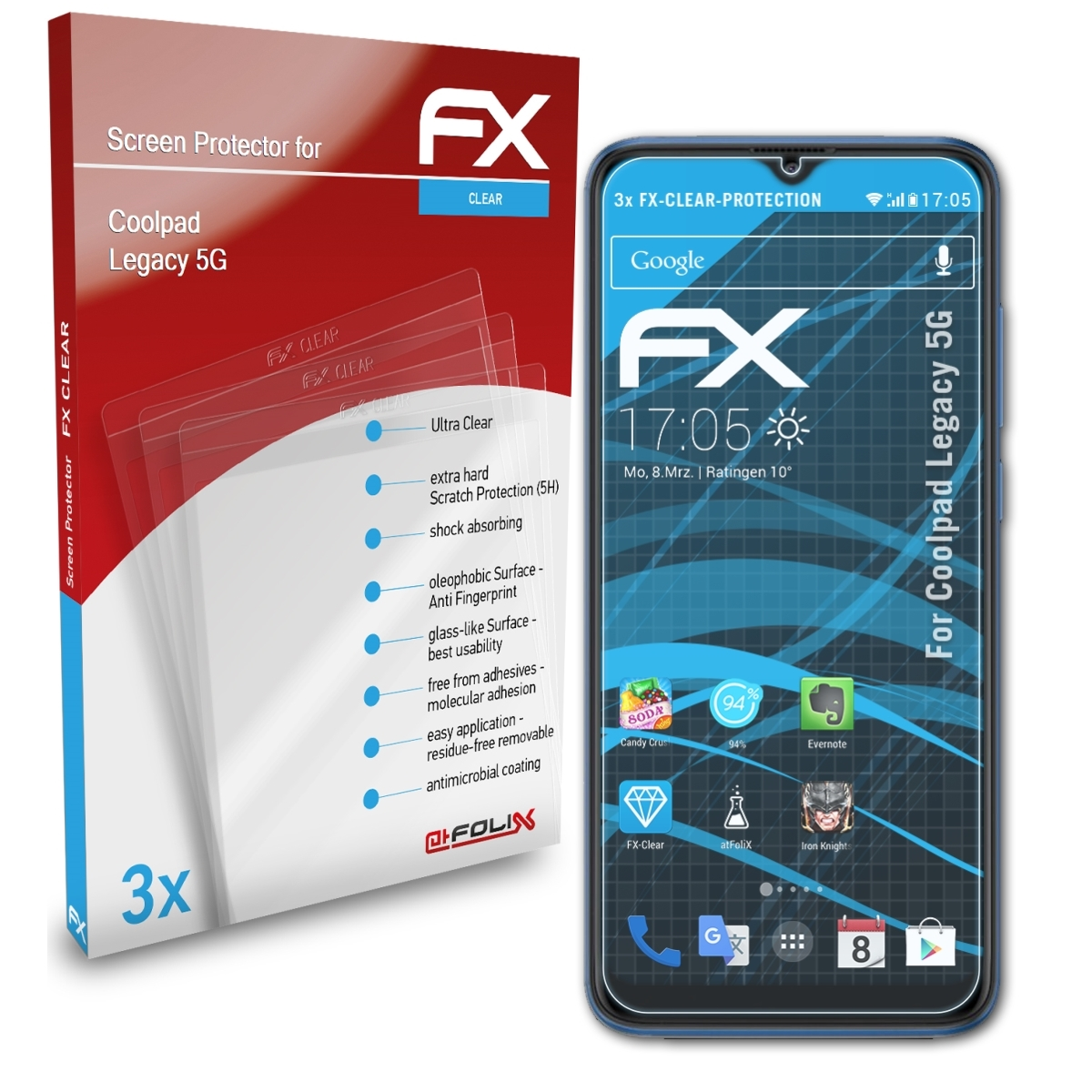 ATFOLIX 3x FX-Clear Displayschutz(für Coolpad 5G) Legacy
