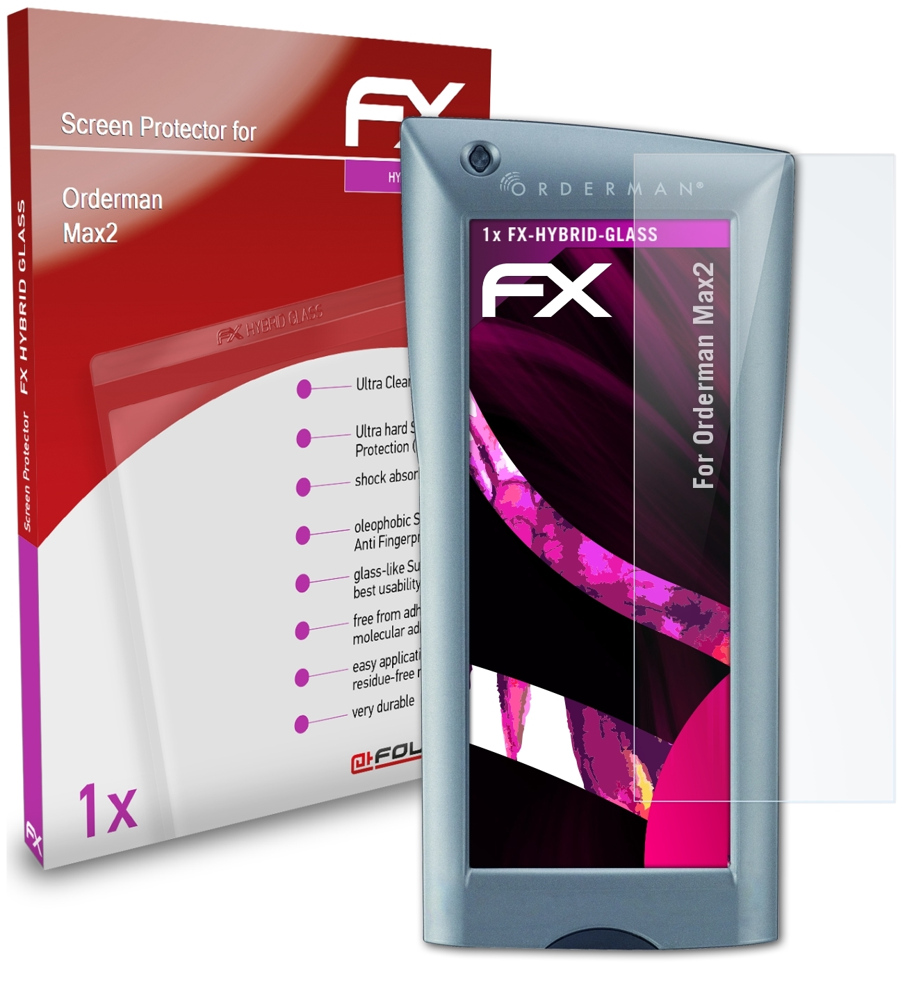 ATFOLIX FX-Hybrid-Glass Max2) Schutzglas(für Orderman