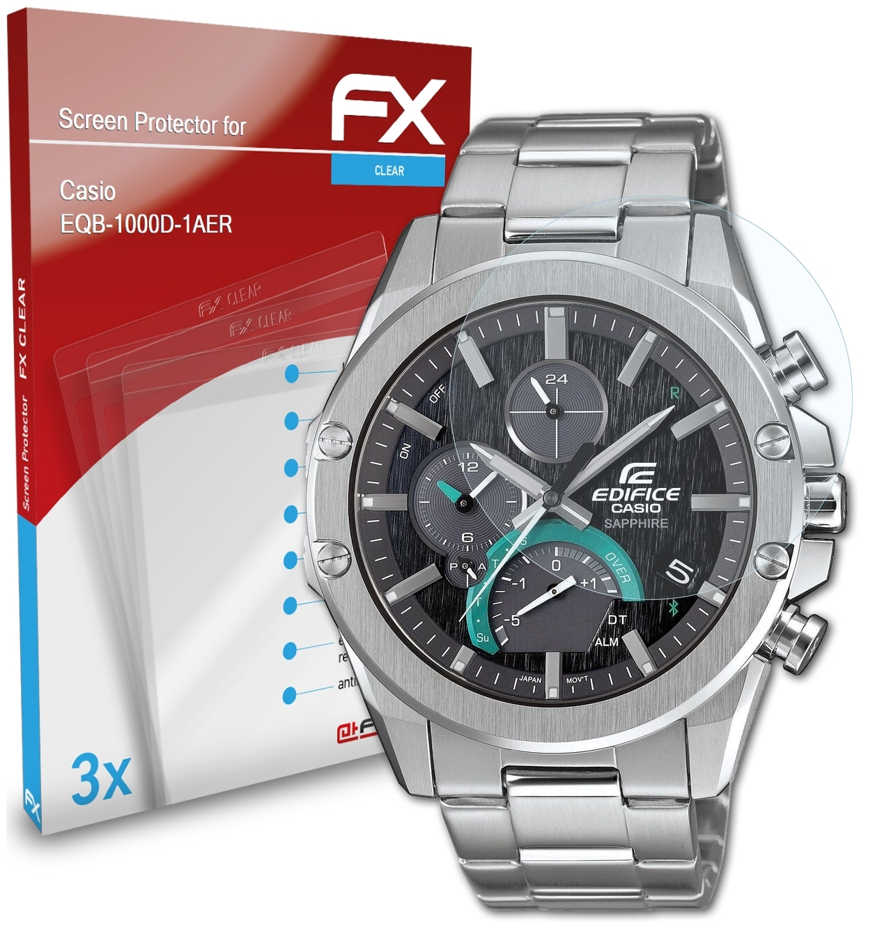 3x FX-Clear Displayschutz(für Casio EQB-1000D-1AER) ATFOLIX