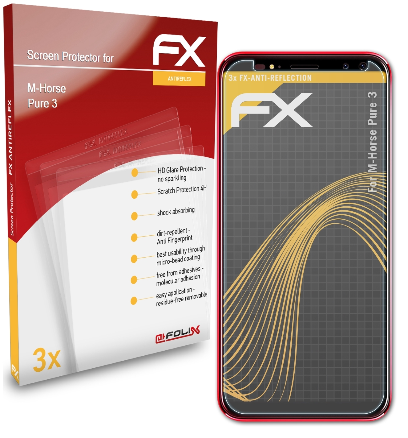 3) ATFOLIX Displayschutz(für 3x Pure FX-Antireflex M-Horse