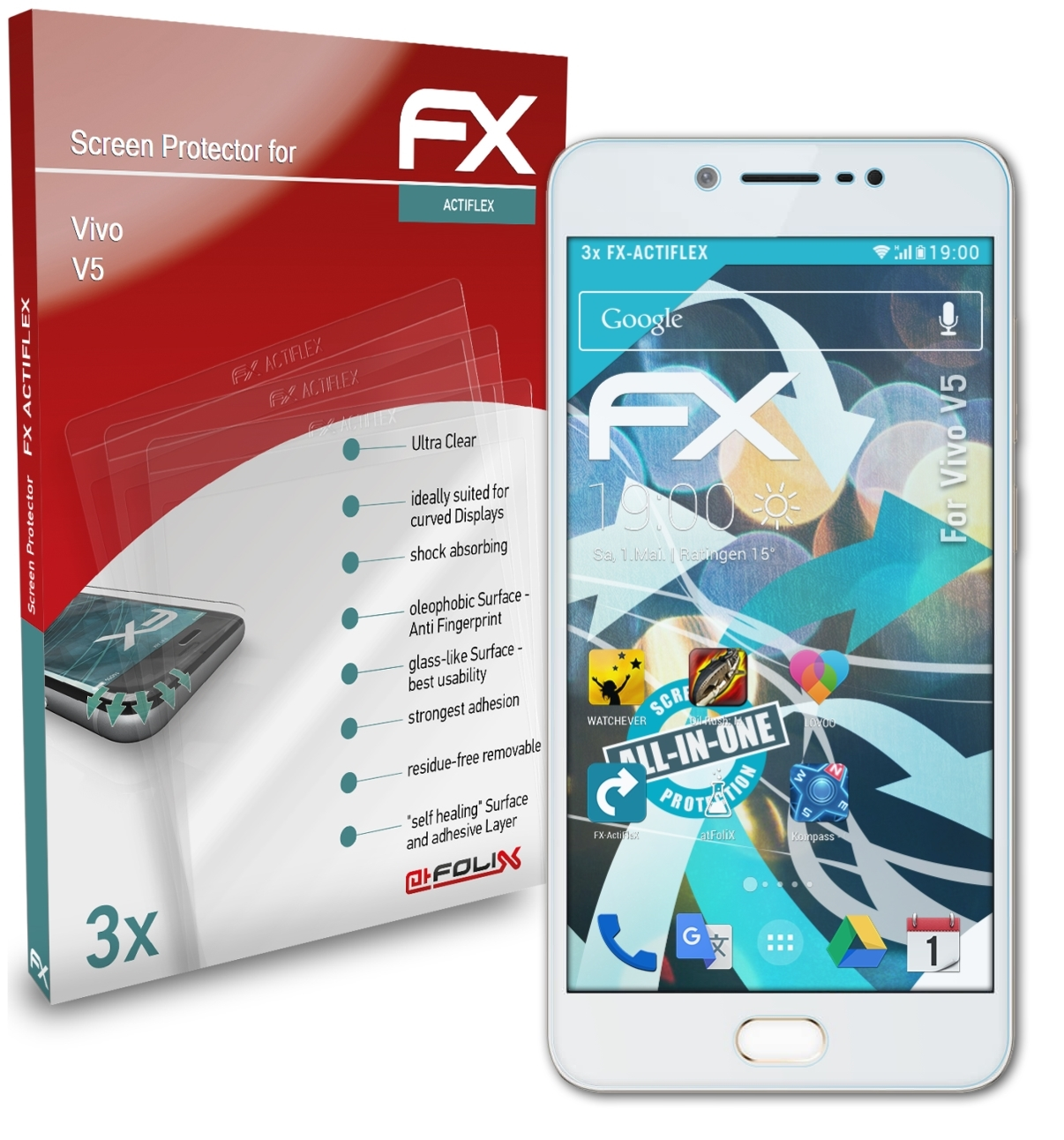 ATFOLIX Vivo V5) FX-ActiFleX Displayschutz(für 3x