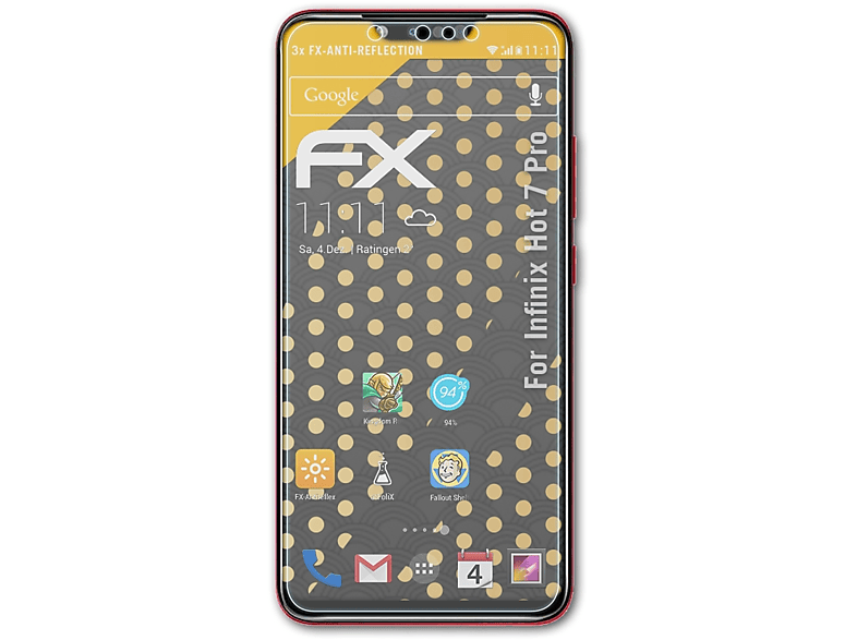 ATFOLIX 3x FX-Antireflex Displayschutz(für Infinix Pro) 7 Hot