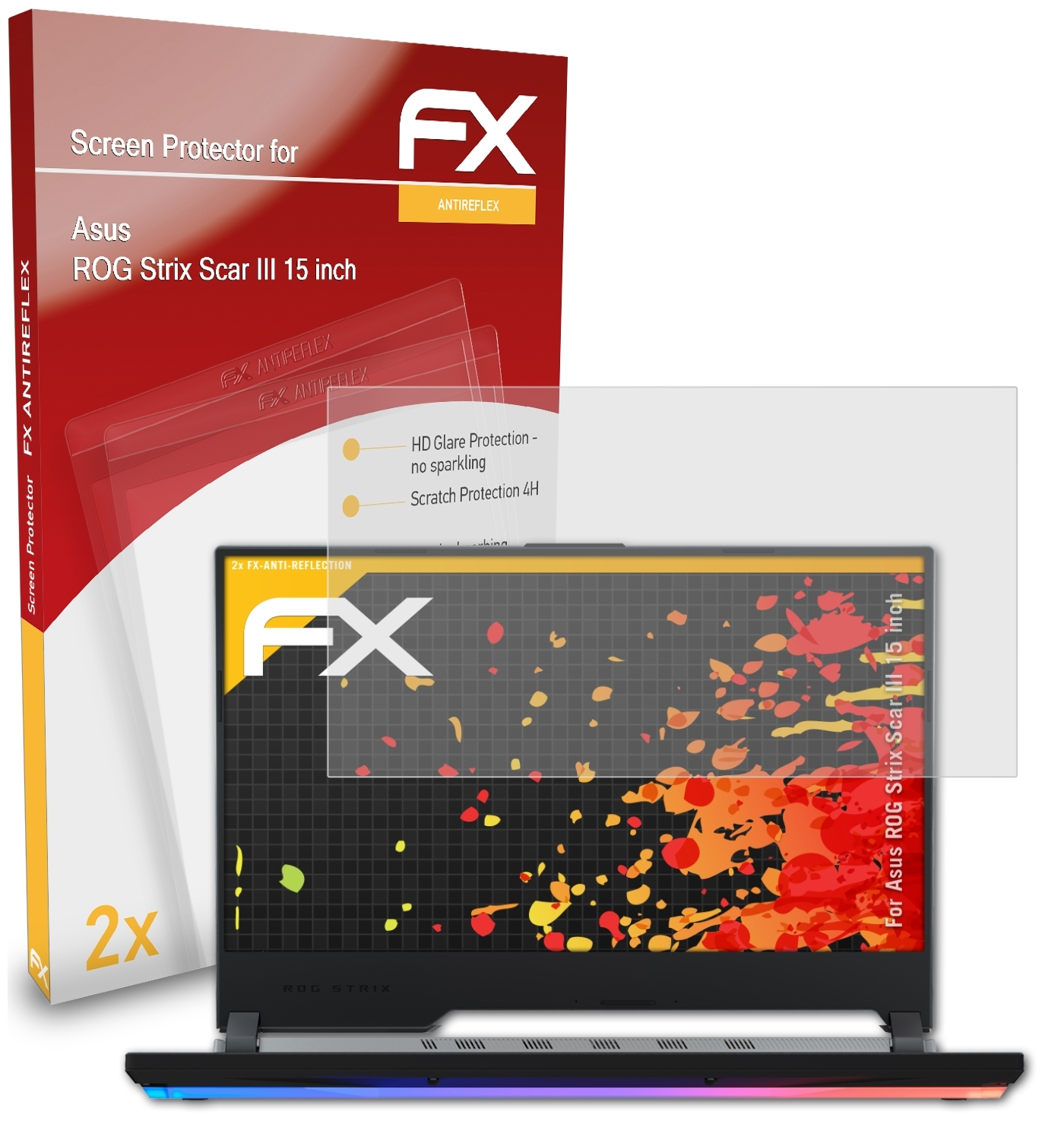 ATFOLIX 2x FX-Antireflex Displayschutz(für Scar Asus Strix III inch)) ROG (15