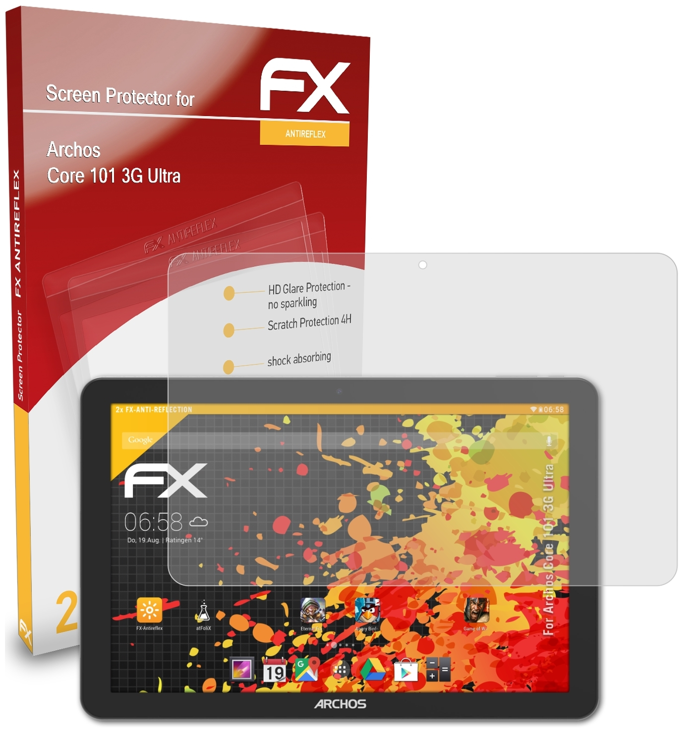 ATFOLIX 2x FX-Antireflex Displayschutz(für Archos 3G Core Ultra) 101