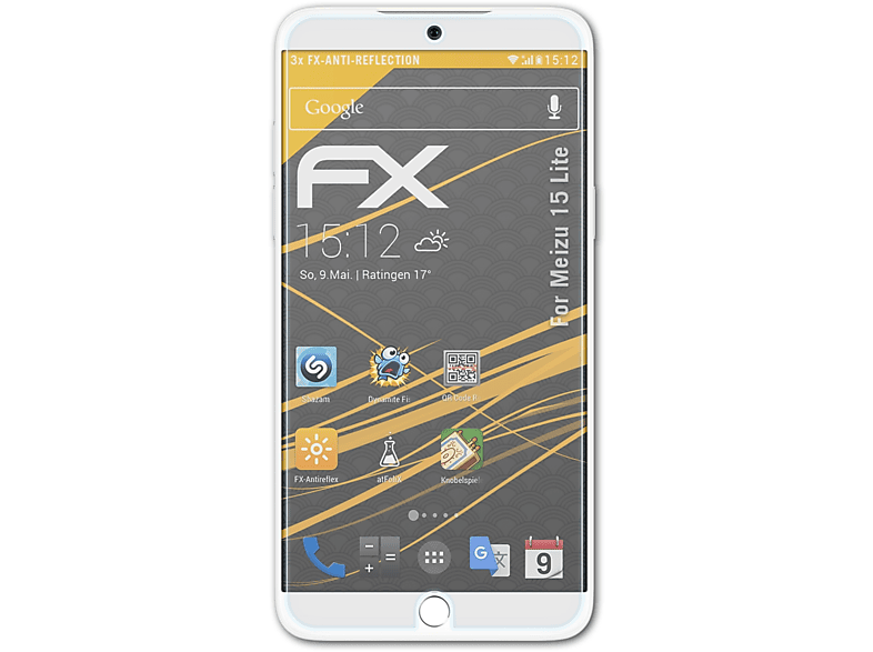 ATFOLIX 3x FX-Antireflex Meizu 15 Lite) Displayschutz(für