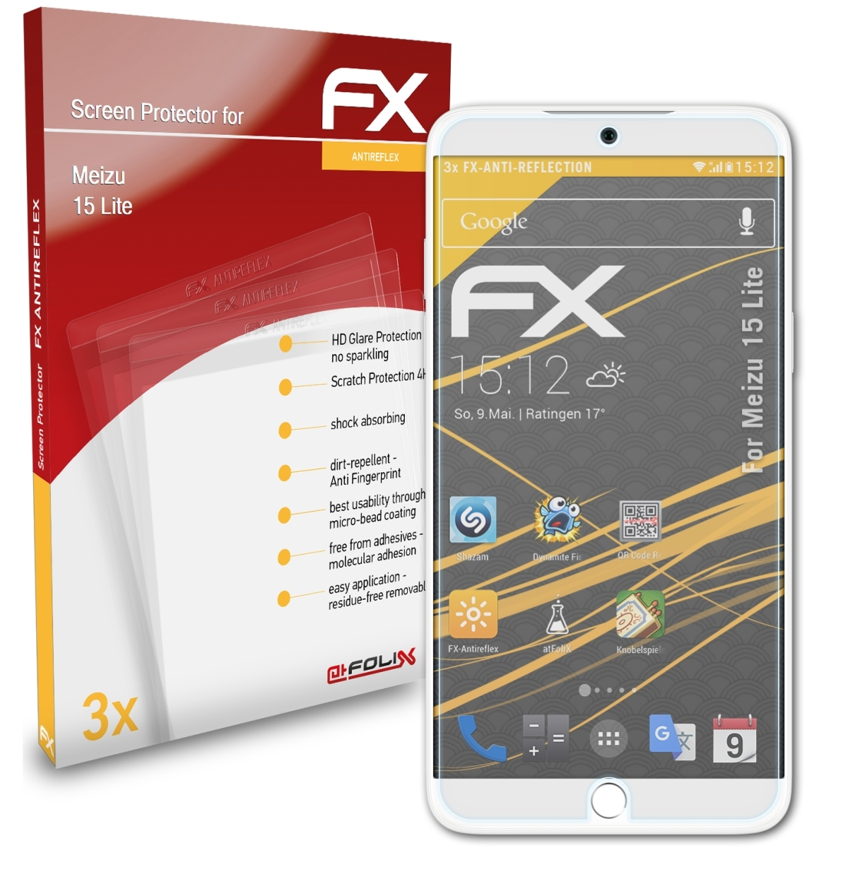 15 Lite) FX-Antireflex ATFOLIX Meizu Displayschutz(für 3x