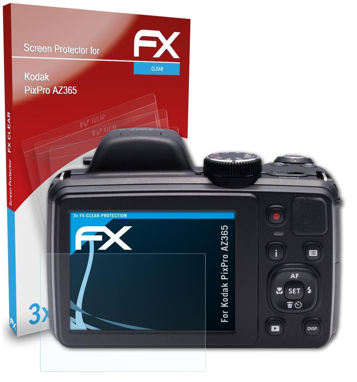 ATFOLIX 3x FX-Clear Kodak PixPro AZ365) Displayschutz(für