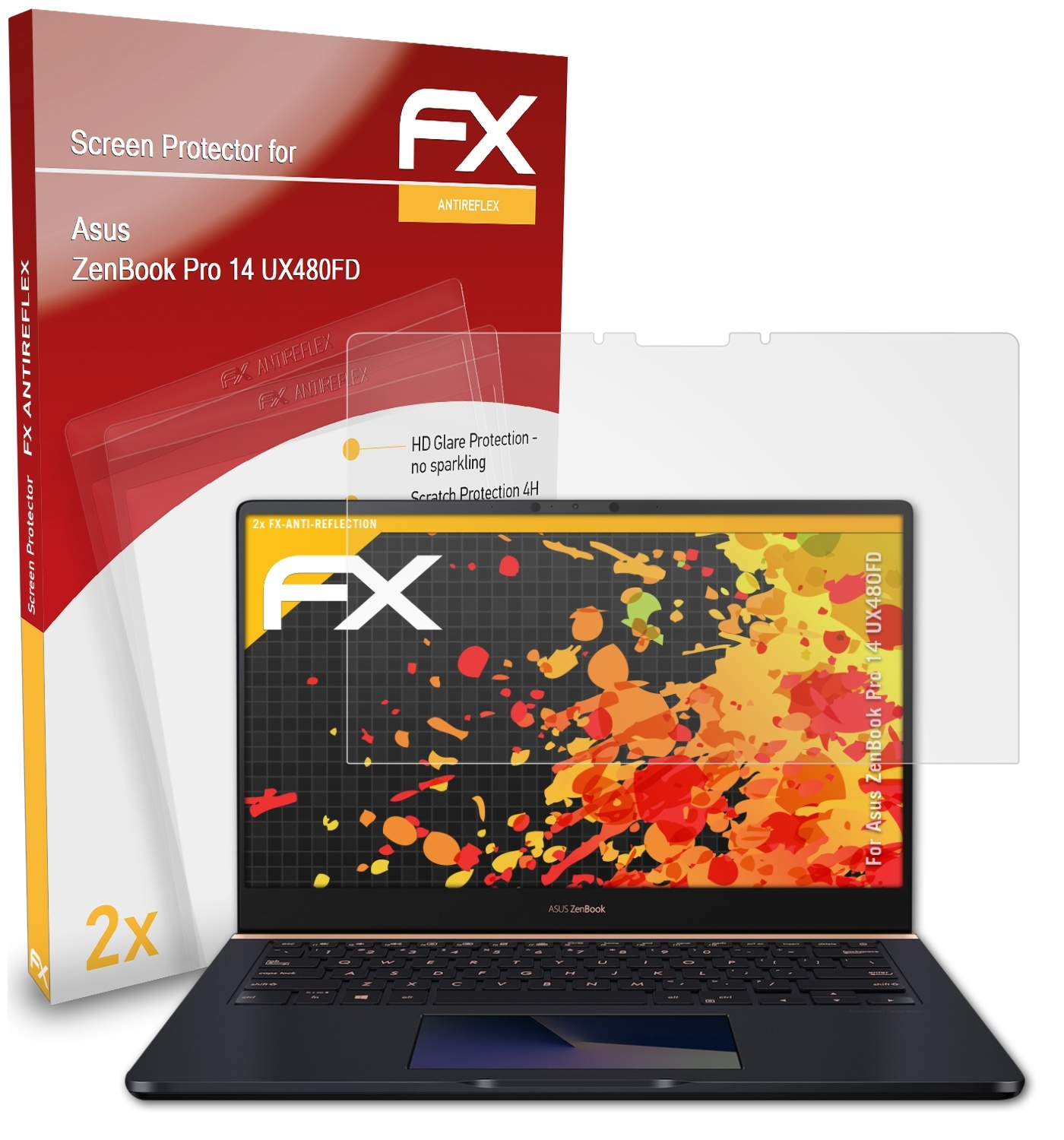 (UX480FD)) 2x 14 Displayschutz(für ZenBook ATFOLIX Asus FX-Antireflex Pro