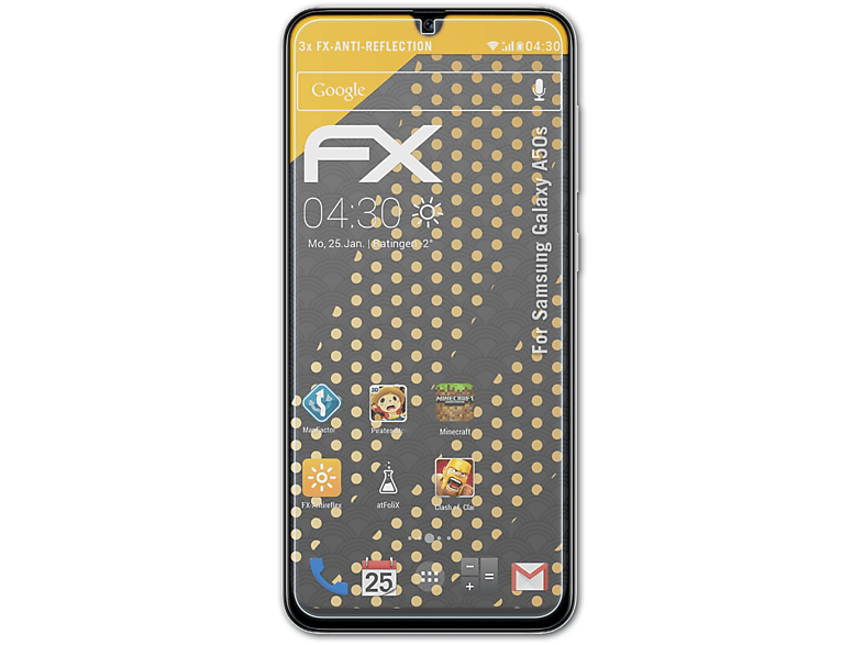 ATFOLIX 3x FX-Antireflex Displayschutz(für Samsung Galaxy A50s)