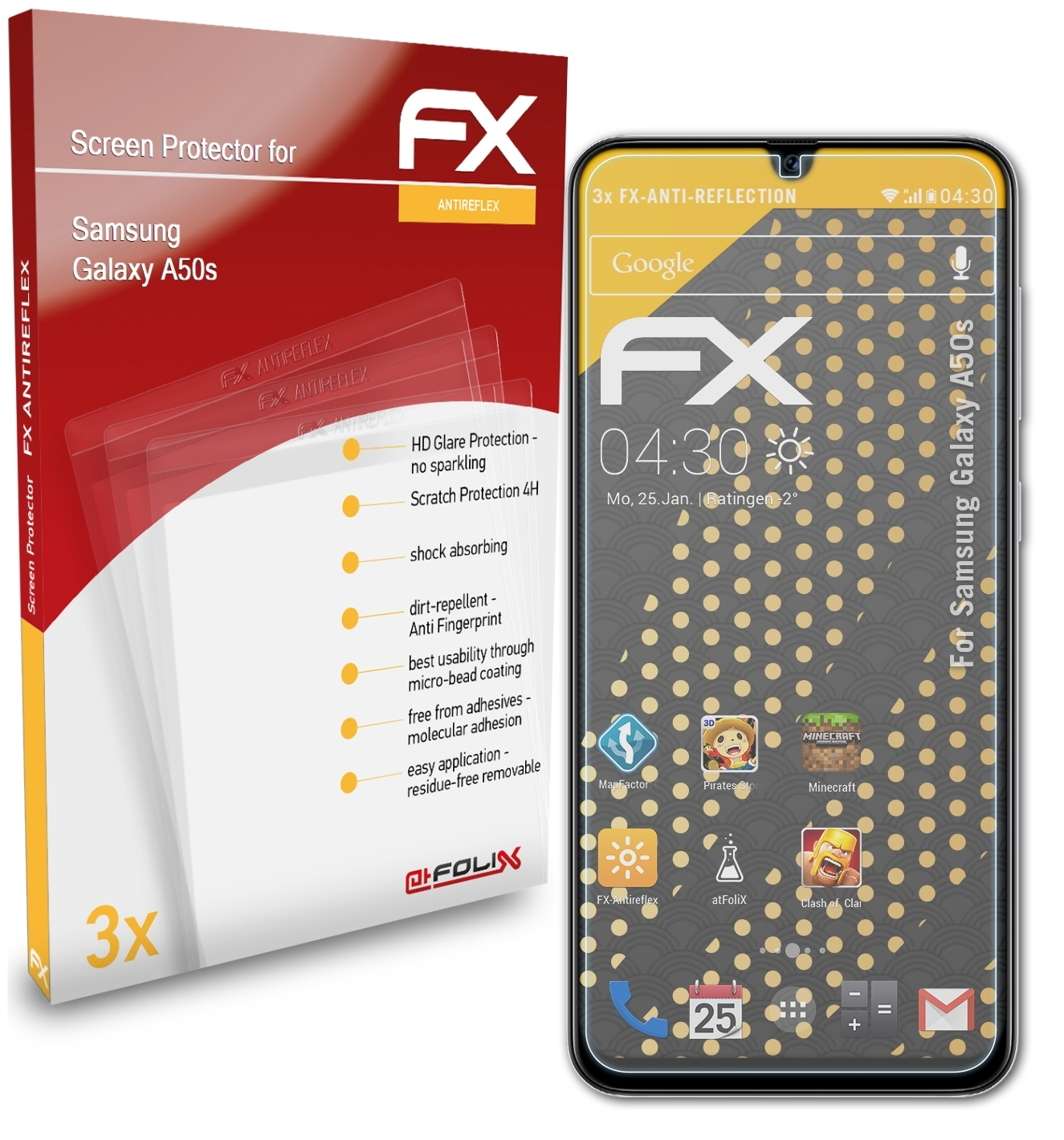 ATFOLIX 3x FX-Antireflex Displayschutz(für A50s) Galaxy Samsung
