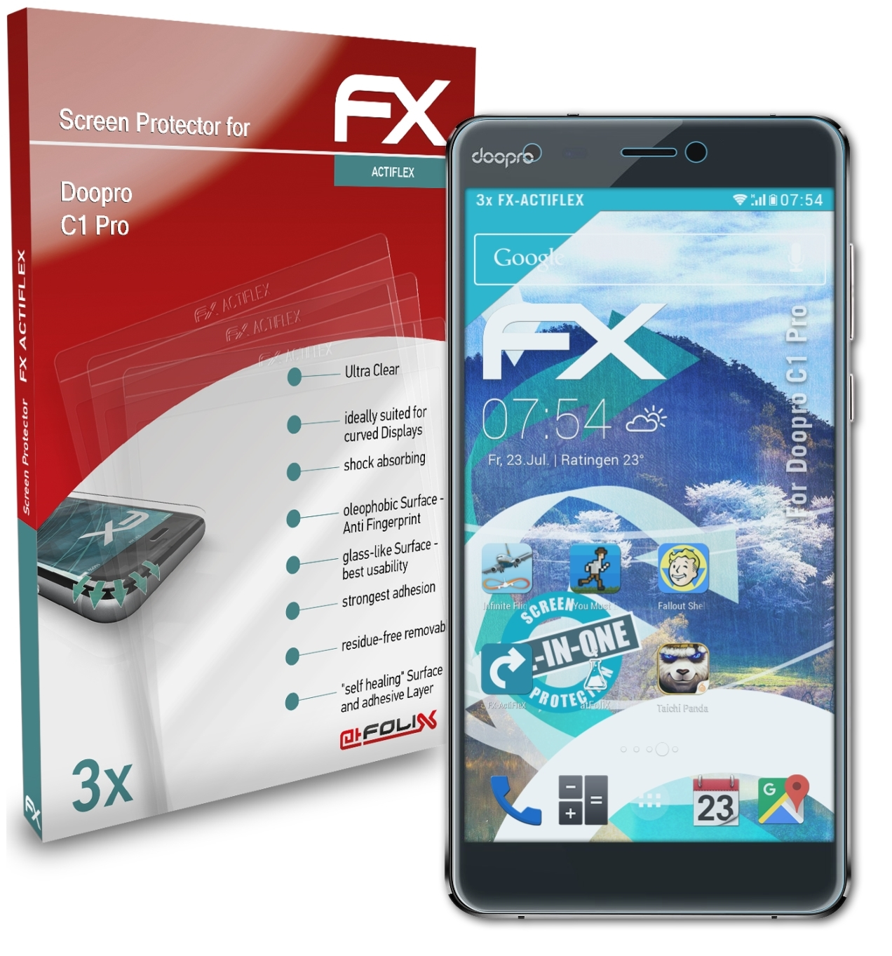 ATFOLIX 3x FX-ActiFleX Displayschutz(für C1 Doopro Pro)