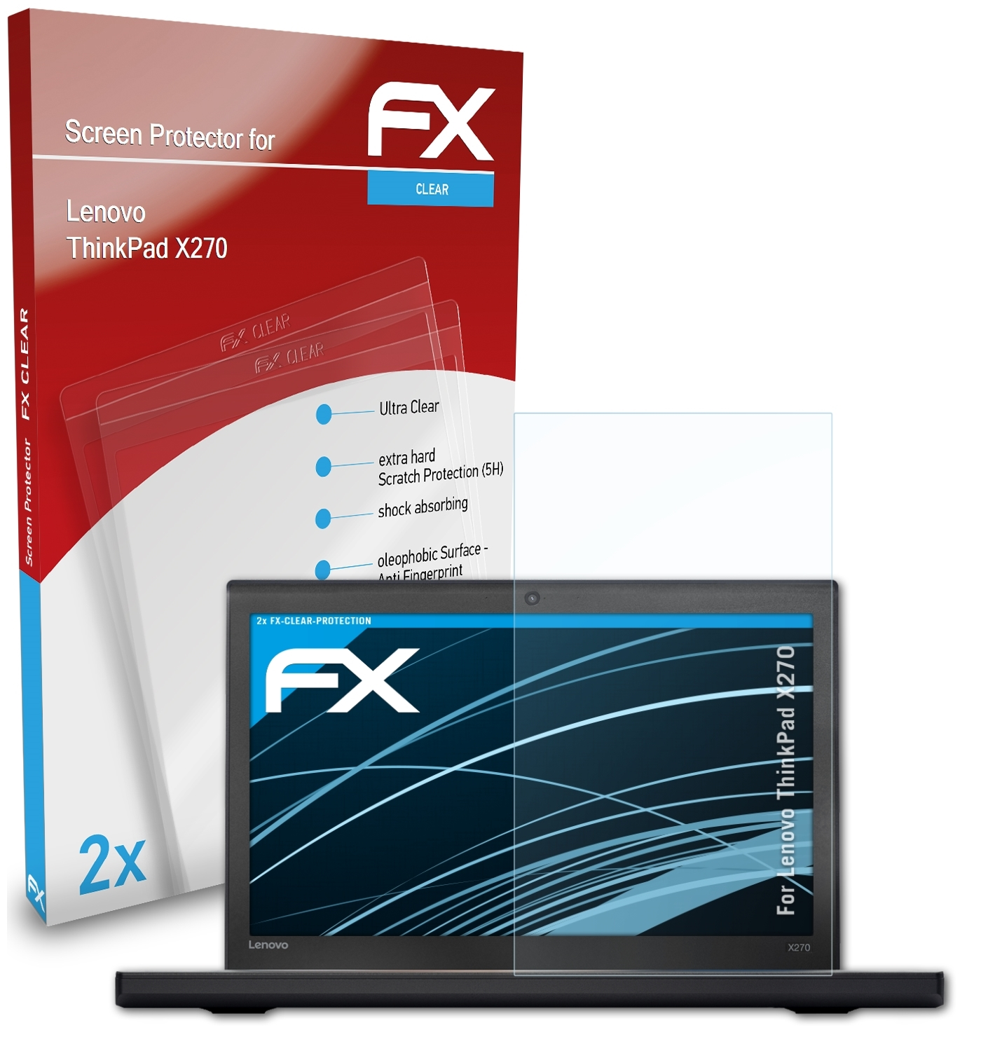 ATFOLIX 2x FX-Clear Displayschutz(für Lenovo ThinkPad X270)