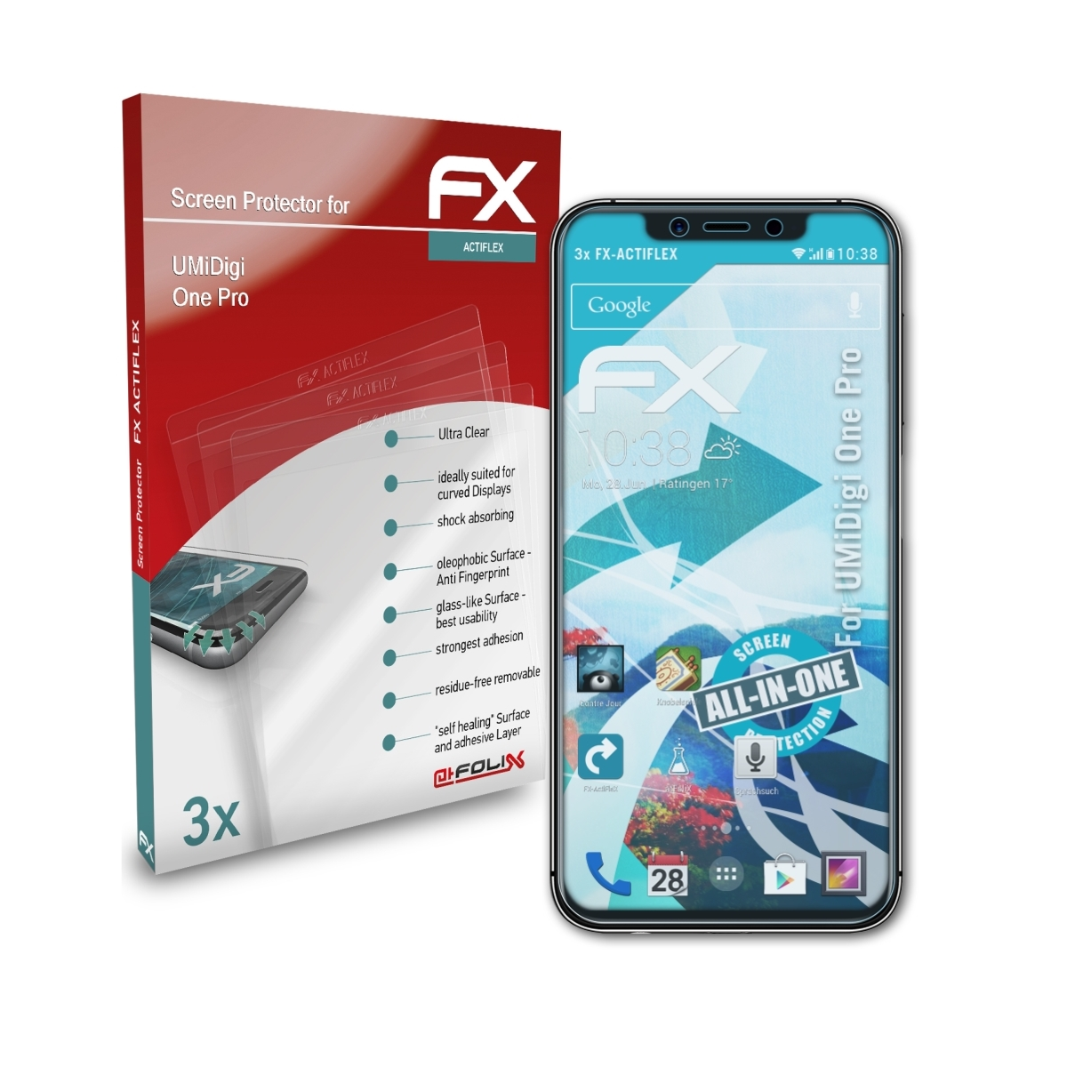 3x UMiDigi FX-ActiFleX Displayschutz(für One ATFOLIX Pro)
