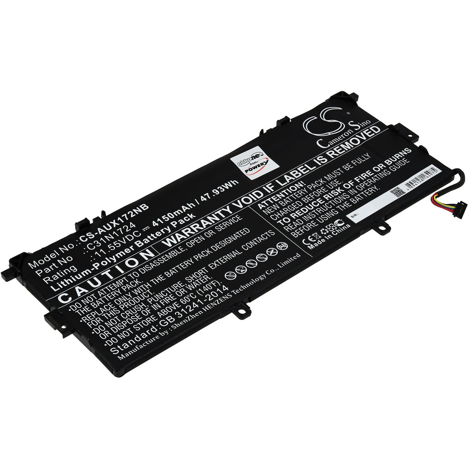 POWERY Akku für UX331UAL-EG867T Li-Polymer Akku, ZenBook Asus 13 4150mAh